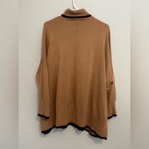 Adrianna Papell Turtleneck Tunic Sweater Women's Tan Black Size S Fall Career